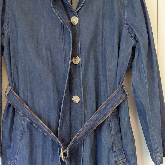 Joe Fresh Blue Trench Coat Classic Oversized Fit - Picture 4 of 8